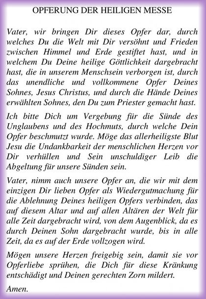 Opferung der Heiligen Messe